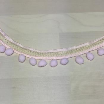 Pompon Borte - Fischgrät - rosa/natur